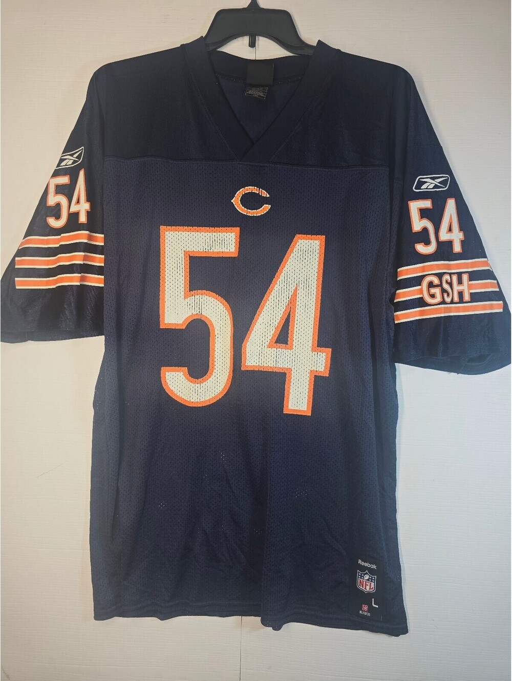Reebok NFL Mens Large Brian Urlacher Chicago Bears Navy Blue Jersey 54 Mesh